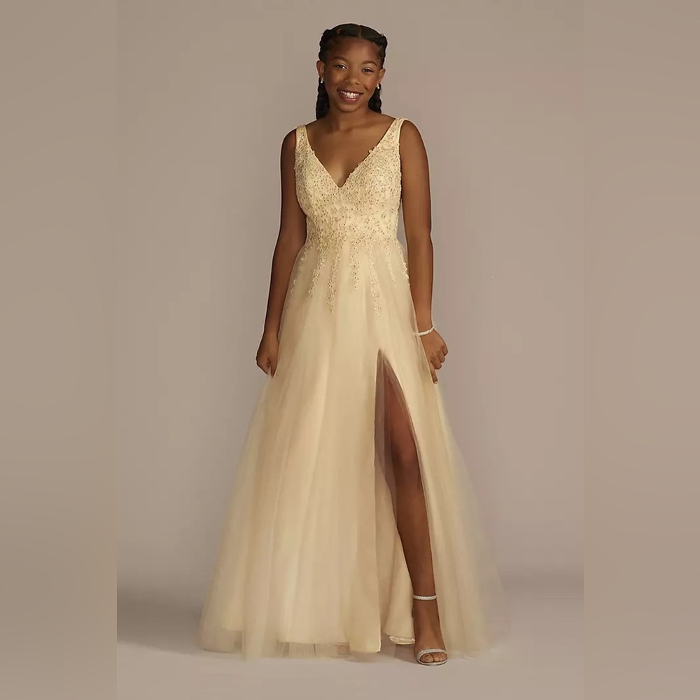 Prom Dress Gown NWT BLONDIE NITES Embroidered Applique Tulle A-line Dress Sz 5